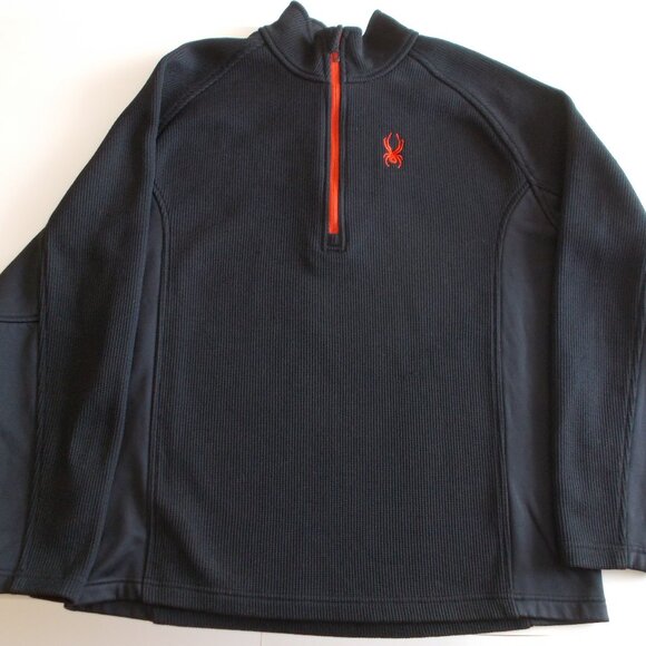 SPYDER Men's Black Fleece lined Pullover Sweater 1/4 zip Size XL - Picture 7 of 14